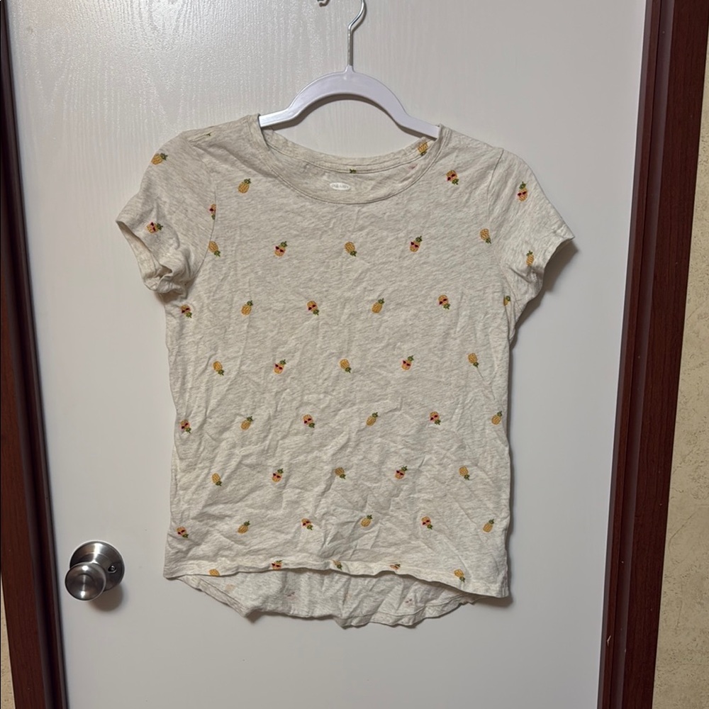 Old Navy Girl’s Cream T-Shirt with Floral Print Size XL (14)